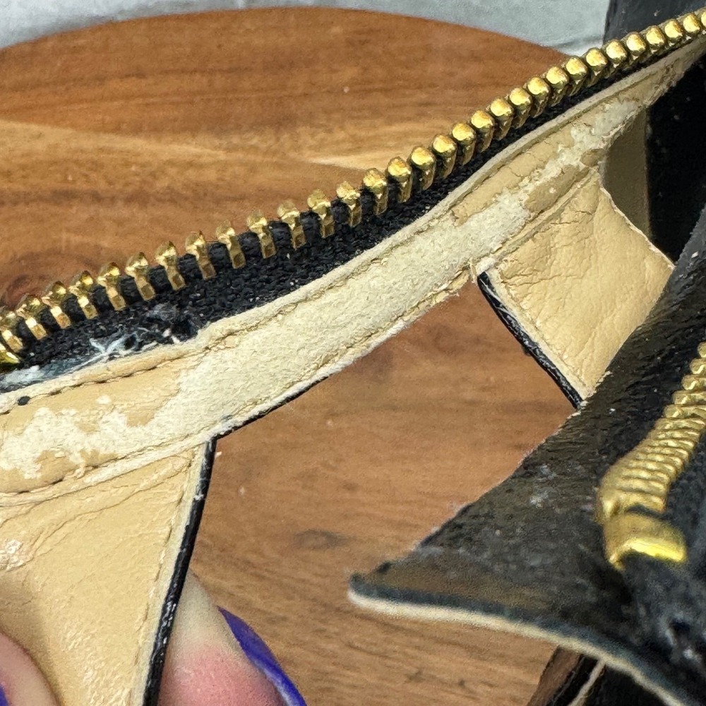 Michael Kors Berkley T-Strap Black‎ Patent Leather Heeled Zip-up Sandals Size 9M - Picture 6 of 10